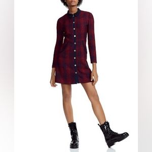MAJE Renitia checked woven dress